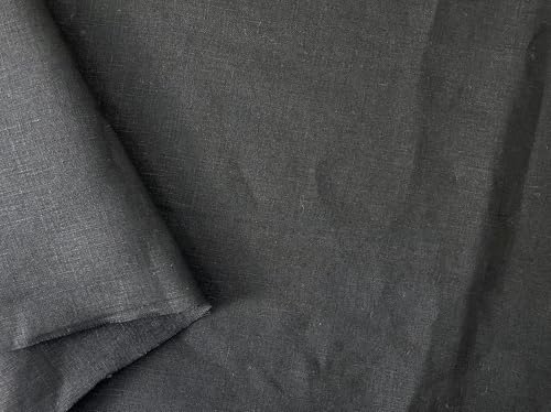 100% Linen Fabric – Lightweight Black Color – Pre-Washed Soft & Breathable – 52" Wide – by The Linen Lab (Black, 3 Yards pre Cut) - color: Black, size: 3 yard pre cut