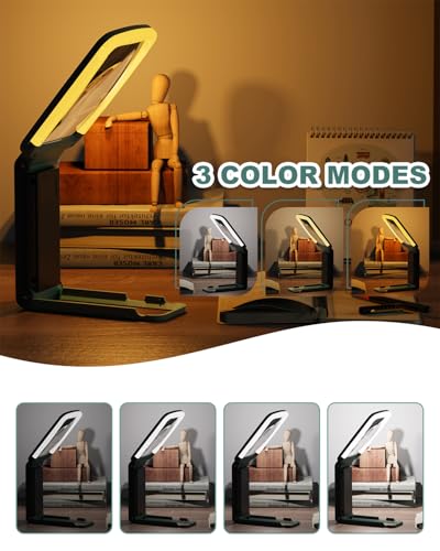 15X Magnifying Glass with Light and Stand, Rechargeable Folding Handheld Real Glass Magnifier, 3 Color Modes Dimmable Lighted Page Magnifying Sheet for Seniors Low Vision Small Prints - Green Black - color: Green-black