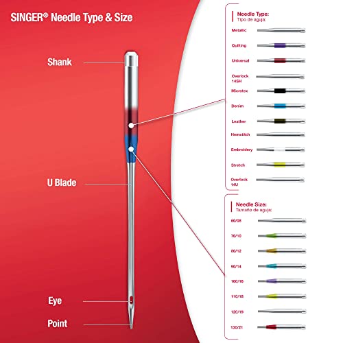 SINGER Universal Regular Point Machine Needles, Assorted Sizes, 20 Count - style: Universal