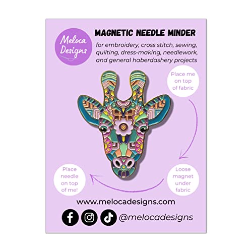 Meloca Designs Mandala Giraffe Needle Minder for Cross Stitch, Embroidery, Sewing, Quilting, Needlework and Haberdashery