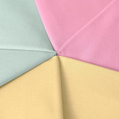 6 Pcs 18 x 21 Inches Cotton Fabric Precut Quilting Fabric Bundles Solid Colors Quilt Material for DIY Craft Sewing Embroidery (Pink Yellow and Light Green) - color: Pink Yellow and Light Green