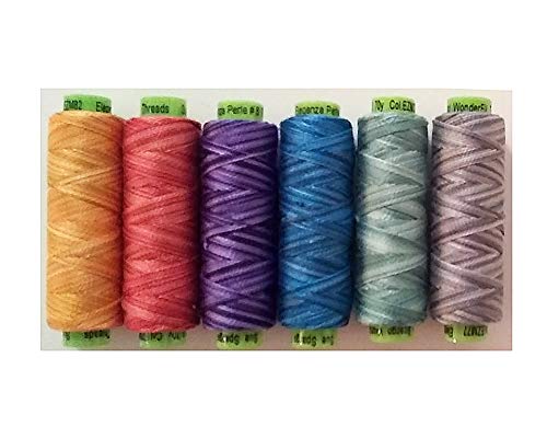 Sue Spargo Eleganza #8 Perle, Six 70yd Spools Polished Cotton for Embroidery (17 - Flourish)