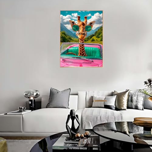 Giraffe Stamped Cross Stitch Kits for Adults Beginner, Car Counted Cross Stitch Kits Printed Stitching Cute Patterns Dimensions Needlepoint Art Crafts Embroidery Kits for Adults - color: Cross Stitch-1215-7