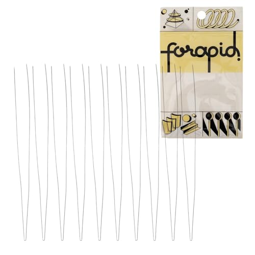 FoRapid 0.3mmx20cm Steel Wire Flexible Durable Collapsible Big Eye Embroidery Beading Needles Easy Threading Sewing Needles Open End for Any Thread Size Jewelry Making 10cm/4in(Folded Length) 10 pcs
