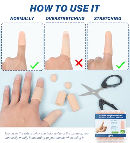 Gel Finger Cots Protectors, Silicone Covers, Bandages, Caps & Sleeves, Nude - color: Nude, size: M(10)