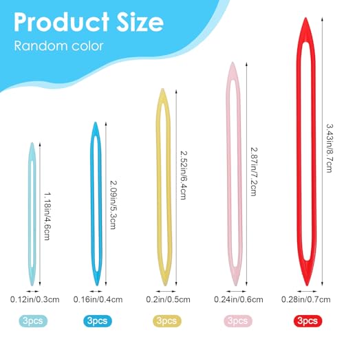 15Pcs Finishing Yarn Needles Large Eye for Sewing Weaving in Ends, 5 Colors Darning Needles for Yarn, Knitting Crochet Darning Tapestry Plastic Needle for Thick Bulky Yarns