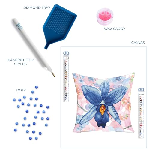 DIAMOND DOTZ Sparkle Garden Blue Pillow Diamond Art Painting for Adults - color: Sparkle Garden Blue