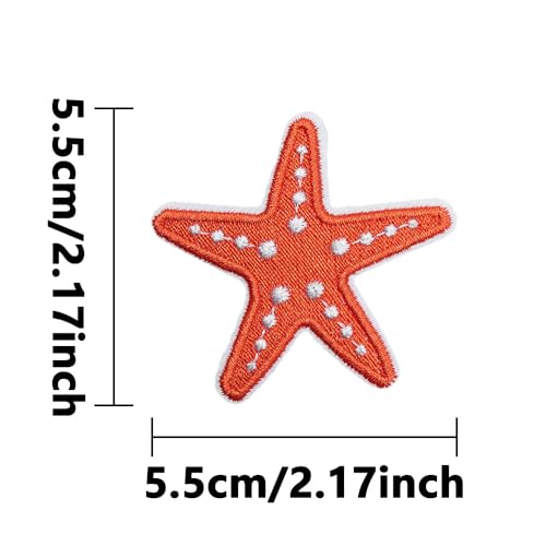 2PCS Embroidery Patches with Starfish Pattern,Iron-on/Sew-on,2.17inches - style: 2pcs Starfish Patches