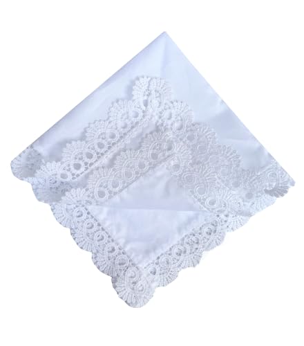 6 Pack of Ladies Embroidery Cotton Handkerchiefs Lace Wedding Hankies - color: B01-8853