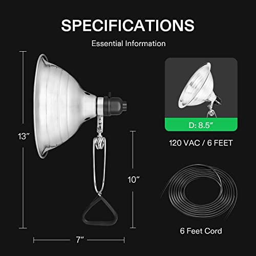VIVOSUN 2 Pack Clamp Lamp Light with Detachable 8.5 Inch Aluminum Reflector - size: 8.5 Inch-2 Pack