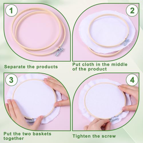 simarro 2 Pieces Embroidery Hoops, 4" and 6" Round Embroidery Hoops Bamboo Round Cross Stitch Hoops, Adjustable Frame Hoop for Embroidery, Cross Stitch, Art Craft Sewing, and DIY Decoration