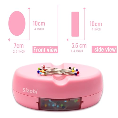 Sizobi Magnetic Pin Holder Cushions with 100 Pcs Ball Head Straight Pins - color: Baby Pink
