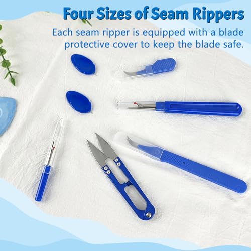 GDMINLO Seam Ripper Set, 2 Big and 2 Small Stitch Remover Tools with Automatic Needle Threaders and Thread Snip, for Sewing and Quilting