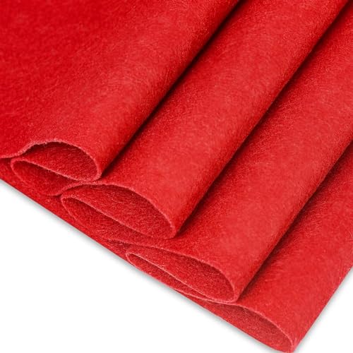 Red Craft Felt Fabric by The Yard Thickness 1.6mm 36" x 72" Soft and Durable Felt Fabric for Sewing Crafts Blankets DIY Creative Project - color: Red