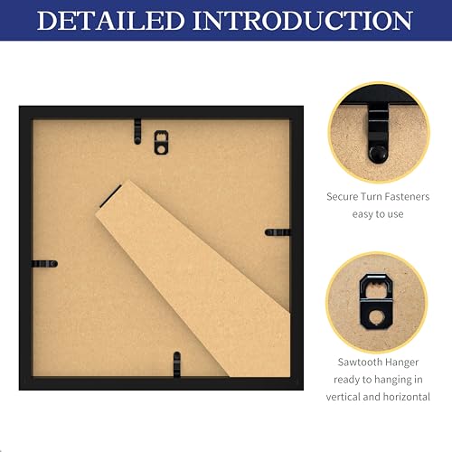 An&He 8x8 Picture Frames Set of 6, Displays 4x4 with Mat or 8x8 Without Mat Photos, Square Collage Wall Decor for Gallery, Tabletop & Wall Decor, Black - color: Black-6, size: 8x8
