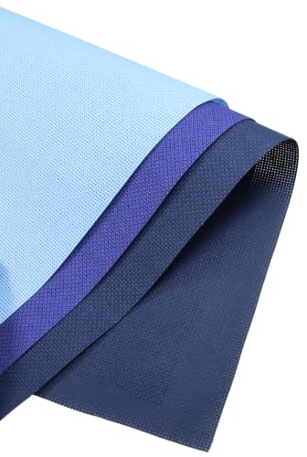 KCS 3 pc of 15" x 18"(38cmx45cm) 18 Count Cross Stitch Cotton Aida Cloth Needlework Rolled Fabric Box,18CT,Light Blue+Royal Blue+Navy Blue - color: Light Blue+royal Blue+navy Blue, size: 18CT