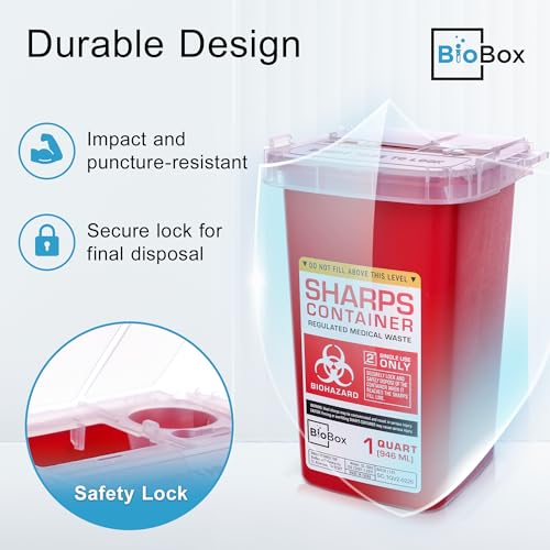 Sharps Container - Small Sharps Containers for Home Use, Travel & Disposal - size: 1 Quart