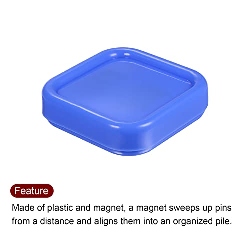 HARFINGTON 2pcs Magnetic Pin Cushion Square Plastic Magnetic Sewing Pin Holder Storage Case Needle Cushion Tool for Sewing DIY Projects, Blue - color: Blue