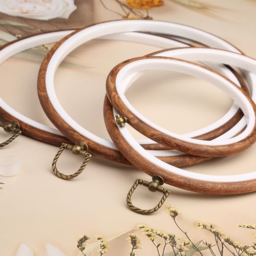 Joyangy 5-Pack 5 Inch Imitation Wood Embroidery Hoops for Cross Stitch - size: 5inch