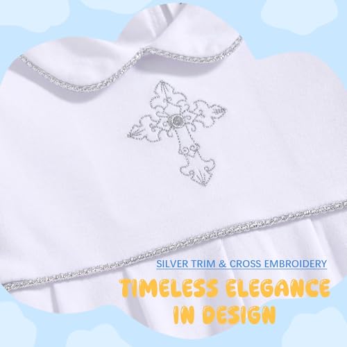 Booulfi Boy Baptism Outfits White Romper Fall Clothes Christening Gifts - color: White-5157, size: 3-6 Months