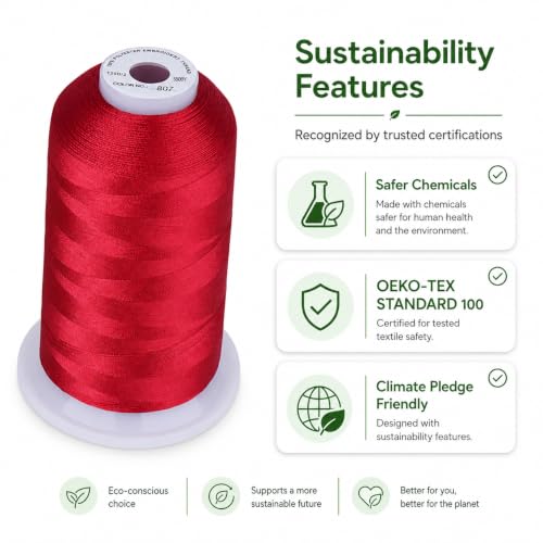 Simthread 5000M 40WT Polyester Embroidery Thread, Color 807 - color: Carmine807
