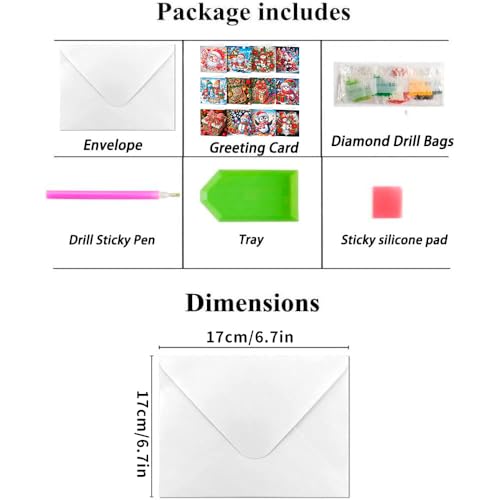 Diamond Art Painting Christmas Cards, 12 Pack DIY 5D Diamond Greeting Cards Kits for Adults Diamond Xmas Greeting Cards with Envelopes Gem Christmas Gift for Families, Friends, Partners - color: Xmas-12pcs