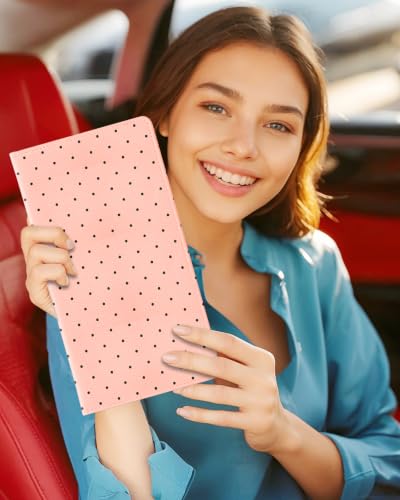 Slohif Car Registration and Insurance Holder with 2 Car Coasters, Elegant - color: Pink Polka Dot