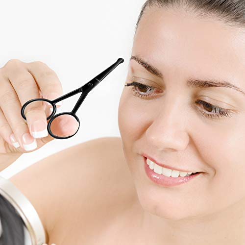 Mudder 3 Pcs Nose Hair Scissors Facial Hair Rounded Tip Scissors, Black - color: Black