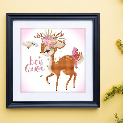 DIAMOND DOTZ Be The Queen Deer Diamond Painting Kit for Adults with Gems - size: 35 x 35 cm (13.8 x 13.8 in)