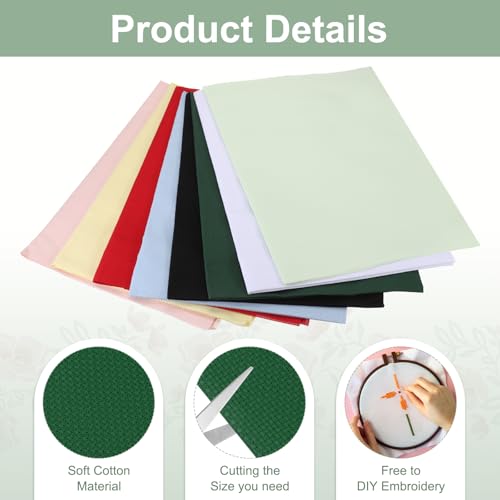 PATIKIL 14 Count Cross Stitch Cloth 19"x28", Embroidery Cotton Fabric DIY Cross Stitch for Handmade Needlework Art Crafts Machine Embroidery, Light Green - color: Light Green, size: 19"x28"