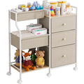 Modanais Baby Diaper Caddy Organizer Rolling Cart with Drawers, Off White - color: Off White