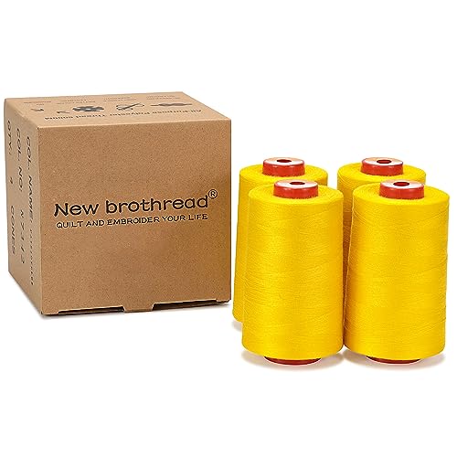 New brothread 4 Large Cones All Purpose Polyester Thread -Lemon - color: 4xLemon