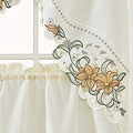 GOHD Lily Fragrance 3pcs Colorful Embroidery Kitchen Cafe Curtain Set.Gold - color: Gold