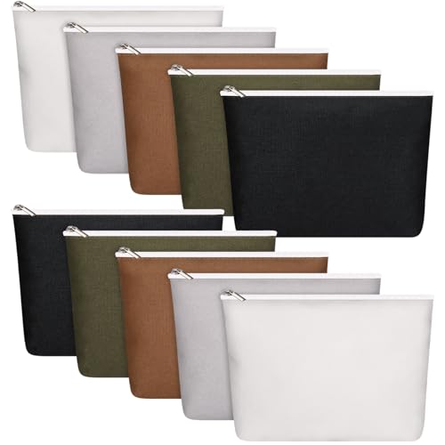 Reginary 10 Pcs Canvas Makeup Bags Bulk Blank Cosmetic Bags,Neutral Color - color: Neutral