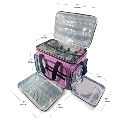 LOLE Yarn Organizer Tote – Large Knitting & Crochet Storage Bag with Clear Top, Dividers, Grommet Yarn Feed & Accessory Pockets – Portable Craft Project Bag