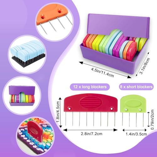 20Pcs Knit Blockers Pins Kit, Knit Blocking Combs for Crochet Knitting Blocking Board Mats, Crochet Blocking Pins for Crochet Projects Sewing Lace Needlework Projects Tool-Red - color: Red