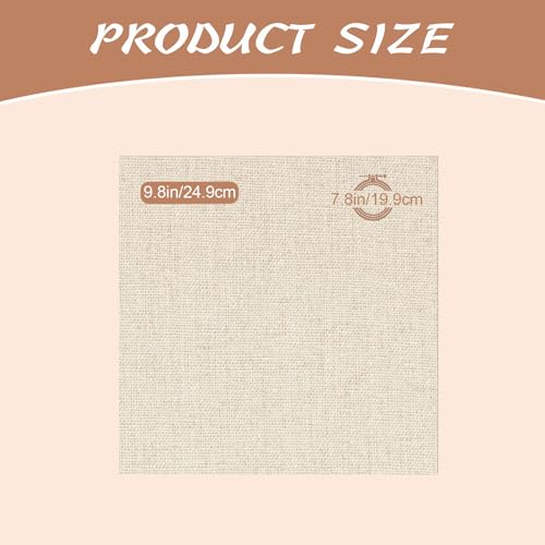 20 PCS Linen Embroidery Fabric, 9.8 × 9.8 Inch Natural Color Fabric - color: Natural Color, size: 9.8×9.8 Inch