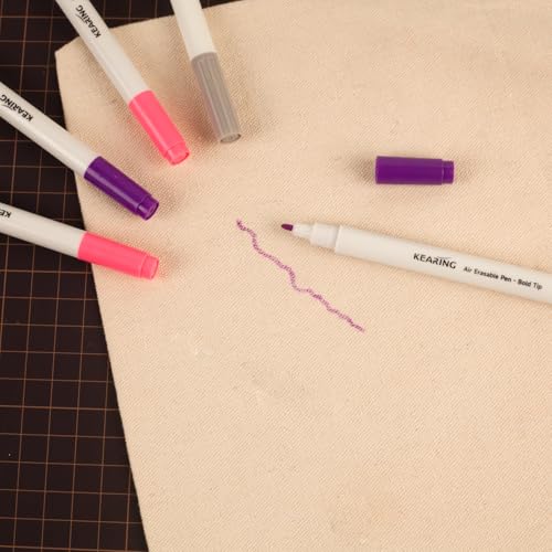 KEARING 5PCS Air Erasable Fabric Marker Set with Instant Eraser Pen - size: 1 Count (Pack of 5)