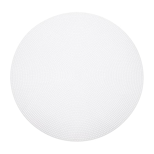 MECCANIXITY 4pcs 12" Plastic Mesh Canvas Sheet 10 Count Round Needlepoint Blank Canvas for Embroidery Knit Crochet Acrylic Yarn Crafting, White - size: 12"