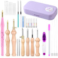 37Pcs Punch Needle Kit, Punch Needle Tools Set with Storage(Purple) - color: Purple