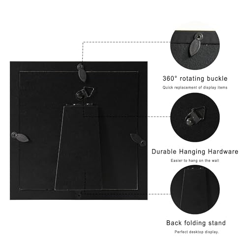 5x5 Small Shadow Box Picture Frame Display Case with Soft Linen Back, Black Wooden Memory Shadow Box Frame with Tempered Glass Cover for Wall or Tabletop Display - color: Black, size: 5x5
