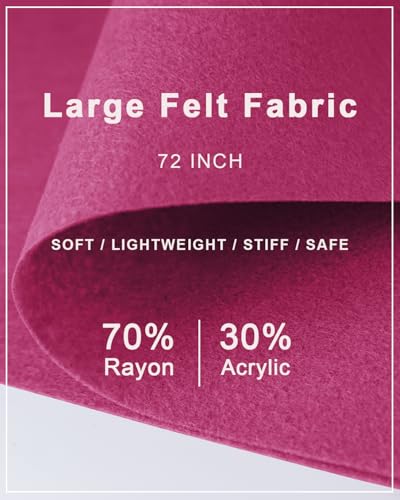 Fuchsia Felt Fabric 72" x 18", Large Stiff Craft Felt Sheet by The Yard - color: Fuchsia, size: 72" X 18" (0.5 Yard)