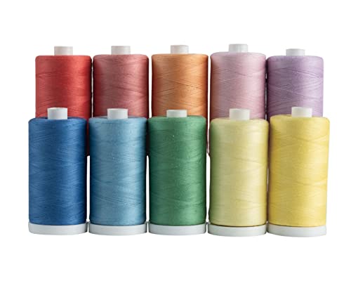 Connecting Threads 100% Cotton Thread Sets - 1200 Yard Spools (Set of 10 - Saltwater Taffy) - color: Saltwater Taffy