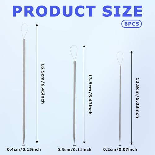 6-Piece Wool Needle Set (3 Sizes Needles - 2.0mm/3.0mm/4.0mm) with Large Eye & Aluminum Tips - Nylon Thread Rope Threader for Tapestry, Hand Weaving, Sweater Repair, Knitting, Crochet and Yarn Crafts