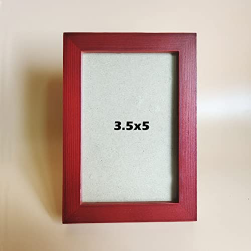 3.5x5 Picture Frames RED Solid Wood Frame, Plastic Panel (Film Needs to be Removed) Table or Wall.Front Window Opening 3x4.5 inch. - color: Red, size: 3.5x5