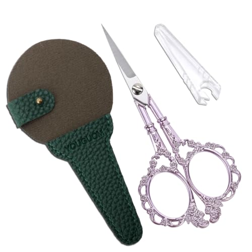 YOUGUOM Embroidery Scissors with Cover, Small Sewing Scissor - color: Purple