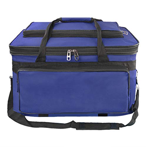 Starsouce Large Capacity Art Supply Organizer Tote Bag – Padded Craft Storage with Adjustable Shoulder Strap, Foldable Travel Caddy for Brushes, Markers, Sketchbook, Watercolor Palette & More - color: Deep Blue