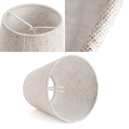 Fuloon Small Lamp Shades Clip on Bulb, Modern European Style Mini Lamp Shades for Chandelier, French Country White Chandelier Lampshades, 3.5x5.1x5.5 in, 6 Pack (Linen Beige) - color: Linen Beige, size: 6 Pack