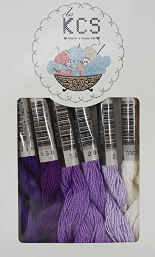 KCS 162 Yards(150 Meters) Mercerized Pearl Cotton Crochet Needlepoint Thread,Size 5,6 skeins,Mixed Color 10 - color: 6color10, size: 6 skeins