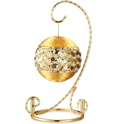 MorningRo 1 Pcs Ornament Display Stand 7.5" Metal Hook Christmas,Gold - color: Gold